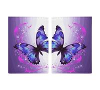 Reisepasshülle mit Schmetterlings-Motiv, Reisepasshülle für Reisen, Reisepass, Kartenschutz, Brieftasche, RFID-blockierend, Leder, Kartenetui für Damen und Herren, violetter Schmetterling, 20,3 x 13,8