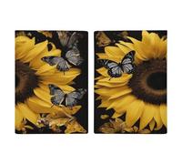 Reisepasshülle mit Schmetterlings- und Sonnenblumen-Motiv, ultradünn, PU-Leder, Reisedokumenten-Organizer, kompakt, Premium-internationaler US-Reisepassschutz für Damen und Herren