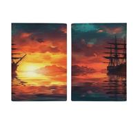 Reisepasshülle mit Segelboot auf dem Wasser, ultradünn, PU-Leder, Reisedokumenten-Organizer, kompakt, Premium, internationaler US-Pass, Schutzhülle für Damen und Herren