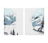 Reisepasshülle mit Ski-Thema, Reisepasshülle mit Kreditkartenfächern und Bordkartenfach für Reisen, Familienausweis, Dokumenten-Organizer (20,3 x 13,7 cm)