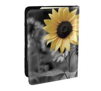 Reisepasshülle mit Sonnenblumen-Motiv, RFID-Reisepasshülle, Brieftasche, PU-Leder, Reisepasshülle, niedlicher Reisepassschutz für Damen und Herren, Schwarz / Weiß