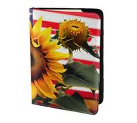 Reisepasshülle mit Sonnenblumen- und amerikanischer Flagge, Reiseutensilien, Karten- und Reisepass-Anti-Diebstahl-Brieftasche, Größe passend für alle gängigen Reisepässe