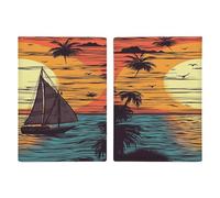 Reisepasshülle mit Sonnenuntergang und Segelboot, ultradünn, PU-Leder, Reisedokumenten-Organizer, kompakt, Premium-internationaler US-Pass, Schutzhülle für Damen und Herren