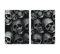 Reisepasshülle mit Totenkopf-Aufdruck, Reisepasshülle für Reisen, Reisepass, Brieftasche, RFID-blockierend, Leder, Kartenetui für Damen und Herren, schwarzer Totenkopf, 20,3 x 13,8 cm, modern,