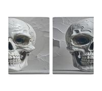 Reisepasshülle mit Totenkopf-Grafik, ultradünn, PU-Leder, Reisedokumenten-Organizer, kompakt, Premium, internationaler US-Pass, Schutzhülle für Damen und Herren, Weiß und Grau