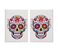 Reisepasshülle mit Totenkopf-Motiv, bedruckt, Reisepasshülle für Reisen, Reisepass, Brieftasche, RFID-blockierend, Leder-Kartenetui für Damen und Herren, Totenkopf, 20,3 x 13,8 cm, modern, Sugar