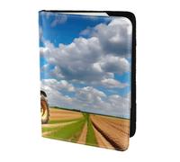 Reisepasshülle mit Traktor unter blauem Himmel und weißen Wolken, Reisezubehör, Karten- und Reisepass-Anti-Diebstahl-Brieftasche, Größe passend für alle gängigen Reisepässe