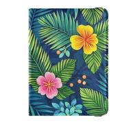 Reisepasshülle mit tropischem Blattmuster, buntes Leder, dekorativ, für Reisedokumente, Kartenhalter, Reisepasshülle, leicht, Tropisches Blatt mit buntem Blumenmuster, 1 size