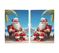 Reisepasshülle mit Weihnachtsmann am Strand, bedruckt, Reisepasshülle für Reisen, Reisepass, Kartenhülle, RFID-blockierend, Leder, Kartenetui für Damen und Herren, Weihnachtsmann am Strand,