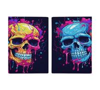 Reisepasshülle mit zwei verschiedenen Totenköpfen, ultradünn, PU-Leder, Reisedokumenten-Organizer, kompakt, Premium, internationaler US-Reisepassschutz für Damen und Herren