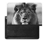 Reisepasshülle, Motiv: afrikanischer Löwe, schwarz, weiß, sichere Reisebrieftasche, PU-Leder, Kreditkarten, Reisepass, Organizer, Tasche für Damen und Herren, weiß, Einheitsgröße, modern, weiß,