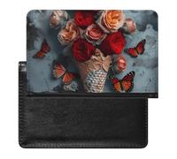 Reisepasshülle, Motiv: Blumen in Eiscreme, sichere Reisebrieftasche, PU-Leder, Kreditkarten, Reisepass, Organizer, Tasche für Damen und Herren, weiß, Einheitsgröße, modern, weiß, Einheitsgröße, Modern