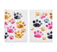 Reisepasshülle, Motiv: bunte Hundepfoten, Reisepasshülle, PU, Reisepasshülle, Brieftasche, Reisepasshülle, Uni, Reisepassschutz, Stil, 20,3 x 13,8 cm, Stil:, 20.3x13.8cm