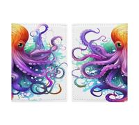 Reisepasshülle, Motiv: Bunte Oktopus, Reisepasshülle, PU, Reisepasshülle, Brieftasche, Reisepasshülle, Uni, Reisepassschutz, Stil, 20,3 x 13,8 cm, Stil:, 20.3x13.8cm