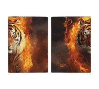 Reisepasshülle, Motiv: cooler Tiger in Flamme, Reisepasshülle mit Kreditkartenfächern und Bordkartenfach für Reisen, Familienausweis, Dokumenten-Organizer (20,3 x 13,7 cm)