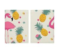 Reisepasshülle, Motiv: Flamingo und Ananas, schlankes Design, kompakte Reisepasshülle, leicht, für Reisen, Stil, 20,3 x 13,8 cm, Stil:, 20.3x13.8cm