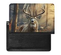 Reisepasshülle, Motiv: Hirsch, Jagdsaison, sichere Reisebrieftasche, PU-Leder, Kreditkarten, Reisepass, Organizer, Tasche für Damen und Herren, weiß, Einheitsgröße, modern, weiß, Einheitsgröße, Modern