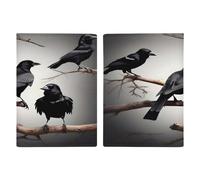 Reisepasshülle, Motiv: Krähenvögel auf einem Ast, ultradünn, PU-Leder, Reisedokumenten-Organizer, kompakt, Premium, internationaler US-Pass, Schutzhülle für Damen und Herren, Schwarz