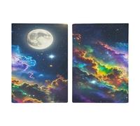 Reisepasshülle, Motiv: Nebula and Moon Ultra-Slim, PU-Leder, Reisedokumenten-Organizer, kompakt, Premium, internationaler US-Reisepassschutz für Damen und Herren