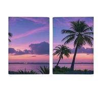 Reisepasshülle, Motiv: Palme, violett, Sonnenuntergang, ultradünn, PU-Leder, Reisedokumenten-Organizer, kompakt, Premium, internationaler US-Pass, Schutzhülle für Damen und Herren