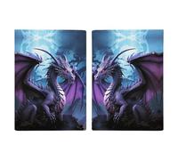 Reisepasshülle, Motiv: Purple Dragon Purple Moon Printed Passport Holder for Travel Passport Cards Protector Travel Covers Wallet Case RFID Blocking Leather Card Case for Women Men, Purple Dragon