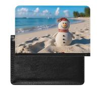 Reisepasshülle, Motiv: Sand, Schneemann am Strand, sichere Reisebrieftasche, PU-Leder, Kreditkarten, Reisepass, Organizer, Tasche für Damen und Herren, weiß, Einheitsgröße, modern, weiß,