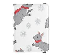 Reisepasshülle, Motiv: Schneeflockenmuster, Cartoon, graue Eichhörnchen, Leder, dekorativ, Impfhülle, Schutz, Brieftasche, Reisepasshülle, wasserdicht, Schneeflocken-Muster, Cartoon-Graue