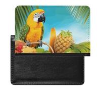 Reisepasshülle, Motiv: Sommerpapagei, Ananas, Vögel, bedruckt, Reisepasshülle, PU-Reisepasshülle, Unisex, Sommerpapagei, Ananas, Vögel, 14 x 9 cm, Sommer-Papageien-Ananas-Vögel, 5.8*3.9 IN