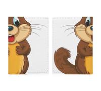 Reisepasshülle, Motiv: tropische Ananas, PU-Leder, schlanke Kartenhülle für Damen und Herren, Lederetui, Reisezubehör, Animierter Biber im Cartoon-Design, 20.3x13.8cm