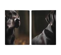 Reisepasshülle, Motiv: tropische Ananas, PU-Leder, schlanke Kartenhülle für Damen und Herren, Lederetui, Reisezubehör, Schwarzer Labrador, 20.3x13.8cm