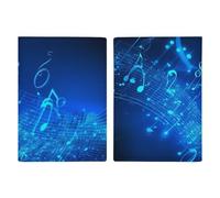 Reisepasshülle, Motiv: tropische Ananas, PU-Leder, schlanke Kartenhülle für Damen und Herren, Lederetui, Reisezubehör, Blaue Musiknoten, 20.3x13.8cm