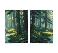 Reisepasshülle, Motiv: Verzauberte Wildnis, Fantasy auf dunkelgrün, ultradünn, PU-Leder, Reisedokumenten-Organizer, kompakt, Premium-internationaler US-Pass, Schutzhülle für Damen und Herren
