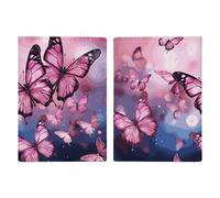 Reisepasshülle, Reisebrieftasche, Reisepasshülle, Gold, Blau, Weiß, bedrucktes Leder, Reisepasshülle, Hülle für Reisen, Dokumente, Reisegeschenke, Rosa Schmetterlinge, 20.3x13.8cm