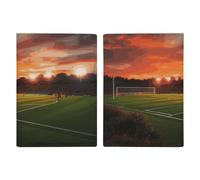 Reisepasshülle, Reisebrieftasche, Reisepasshülle, Muscheln und Sand-bedrucktes Leder, Reisepasshülle für Reisen, Dokumente, Reisegeschenke, Schönes Fußballfeld bei Sonnenuntergang, 20.3x13.8cm