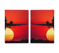 Reisepasshülle, Reisebrieftasche, Reisepasshülle, schöne rote Blumen, bedrucktes Leder, Reisepasshülle für Reisen, Dokumente, Reisegeschenke, Romantisches rotes Flugzeug mit Sonnenuntergang