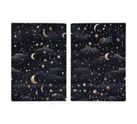 Reisepasshülle, Reisebrieftasche, Reisepasshülle, violette Eule, bedrucktes Leder, Reisepasshülle für Reisen, Dokumente, Reisegeschenke, Sterne und Mond auf dunklem Hintergrund, 20.3x13.8cm