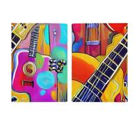 Reisepasshülle Reisepassbuch Leder Reisepasshülle Kartenhalter Blue Ridge Mountains Reisebrieftasche für Geschäftsreise, Reisegeschenke, Farbige Akustik- und Gitarren, 20.3x13.8cm