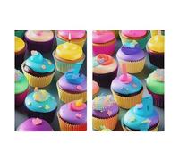 Reisepasshülle Reisepassbuch Leder Reisepasshülle Kartenhalter Blue Ridge Mountains Reisebrieftasche für Geschäftsreise, Reisegeschenke, Bunte Cupcakes mit Aufschrift "Happy Birthday", 20.3x13.8cm