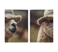 Reisepasshülle Reisepassbuch Leder Reisepasshülle Kartenhalter Fantasy Gelbe Rose Reisebrieftasche für Geschäftsreise, Reisegeschenke, Alpaka trägt einen Hut, 20.3x13.8cm