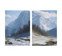 Reisepasshülle Reisepassbuch Leder Reisepasshülle Kartenhalter Findet Meeresschildkröten Reisebrieftasche für Geschäftsreise, Reisegeschenke, Schnee Berge, 20.3x13.8cm