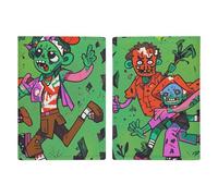 Reisepasshülle Reisepassbuch Leder Reisepasshülle Kartenhalter Frosch mit Hexenhut Reisebrieftasche für Geschäftsreise, Reisegeschenke, Viele Zombie, 20.3x13.8cm