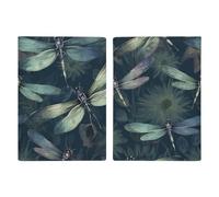 Reisepasshülle Reisepassbuch Leder Reisepasshülle Kartenhalter Happy Corgi Hund Reisebrieftasche für Geschäftsreise, Reisegeschenke, Libellenmuster, 20.3x13.8cm