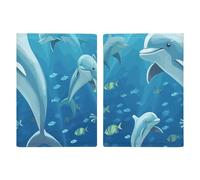 Reisepasshülle Reisepassbuch Leder Reisepasshülle Kartenhalter Happy Corgi Hund Reisebrieftasche für Geschäftsreise, Reisegeschenke, Delfin, 20.3x13.8cm