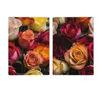 Reisepasshülle Reisepassbuch Leder Reisepasshülle Kartenhalter Katze liegt hin, Reisebrieftasche für Geschäftsreise, Reisegeschenke, Viele Rosen, 20.3x13.8cm