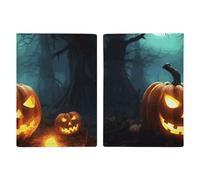 Reisepasshülle Reisepassbuch Leder Reisepasshülle Kartenhalter Killerwal Reisebrieftasche für Geschäftsreise, Reisegeschenke, Happy Halloween Kürbisse, 20.3x13.8cm