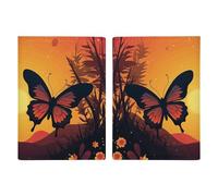 Reisepasshülle Reisepassbuch Leder Reisepasshülle Kartenhalter Orange Cartoon Drache Reisebrieftasche für Geschäftsreise, Reisegeschenke, Zwei Schmetterlinge bei Sonnenuntergang, 20.3x13.8cm