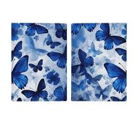 Reisepasshülle Reisepassbuch Leder Reisepasshülle Kartenhalter Pfauenfedern Elefant Reisebrieftasche für Geschäftsreise, Reisegeschenke, Blaue Schmetterlinge, 20.3x13.8cm