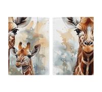 Reisepasshülle Reisepassbuch Leder Reisepasshülle Kartenhalter Rot Kirschen Reisebrieftasche für Geschäftsreise, Reisegeschenke, Aquarell, Hirsch, Giraffe, 20.3x13.8cm