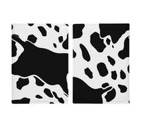 Reisepasshülle Reisepassbuch Leder Reisepasshülle Kartenhalter Tiere Niedlicher Elefant Reisebrieftasche für Geschäftsreise, Reisegeschenke, Schwarz-weißer Kuhdruck, 20.3x13.8cm