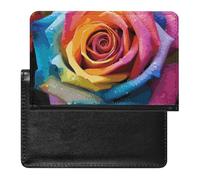 Reisepasshülle Reisezubehör 3D Wolf Traumfänger Wasserdicht Reisepass Reisebrieftasche mit Kartenfächern für Damen Herren, Regenbogen-Rosen, Einheitsgröße